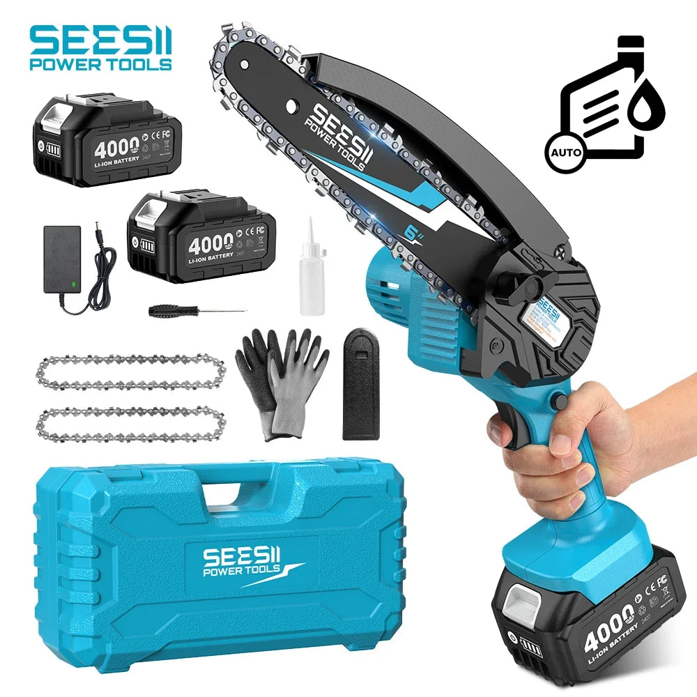 Seesii 6 Inch Cordless Chainsaw and Pruning Saw