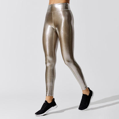 Stevvex metallic high-waist leggings with glossy finish and stay-in-place waistband on Tampa Home & Garden Store