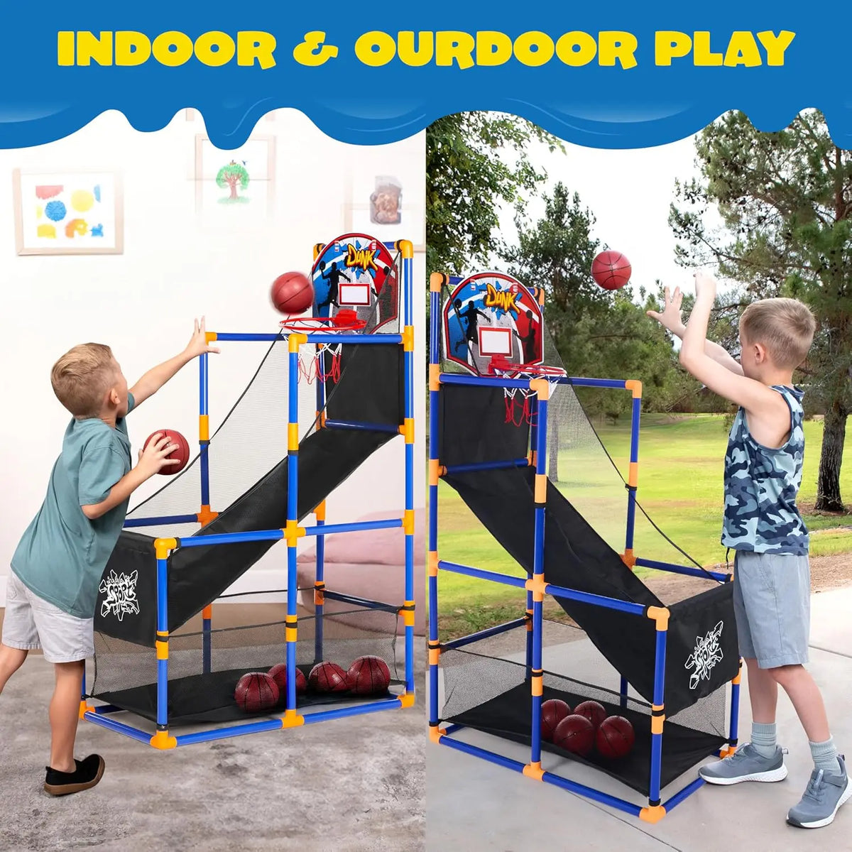 JOYFY Kids Arcade Basketball Game Set with 4 balls and dual hoops for indoor outdoor fun on Tampa Home & Garden Store