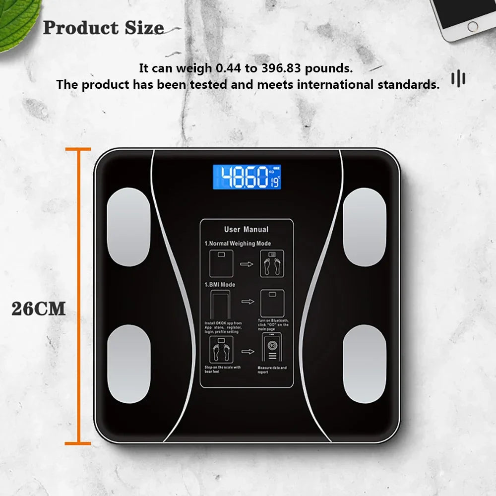 Smart Bluetooth Digital Scale – USB Rechargeable with LED Display and App Sync
