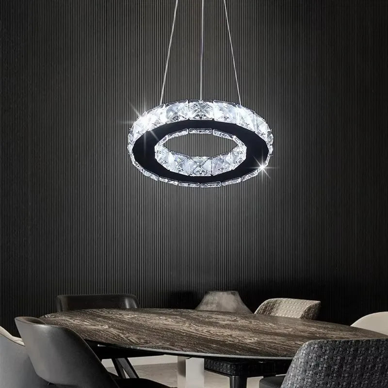 Modern LED Crystal Pendant Light Single Hanging Lamp for Bedroom Home Decor