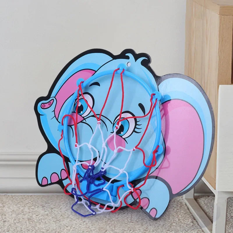 Kids elephant backboard basketball hoop kit with blue pink cartoon design and nets for play on Tampa Home & Garden Store