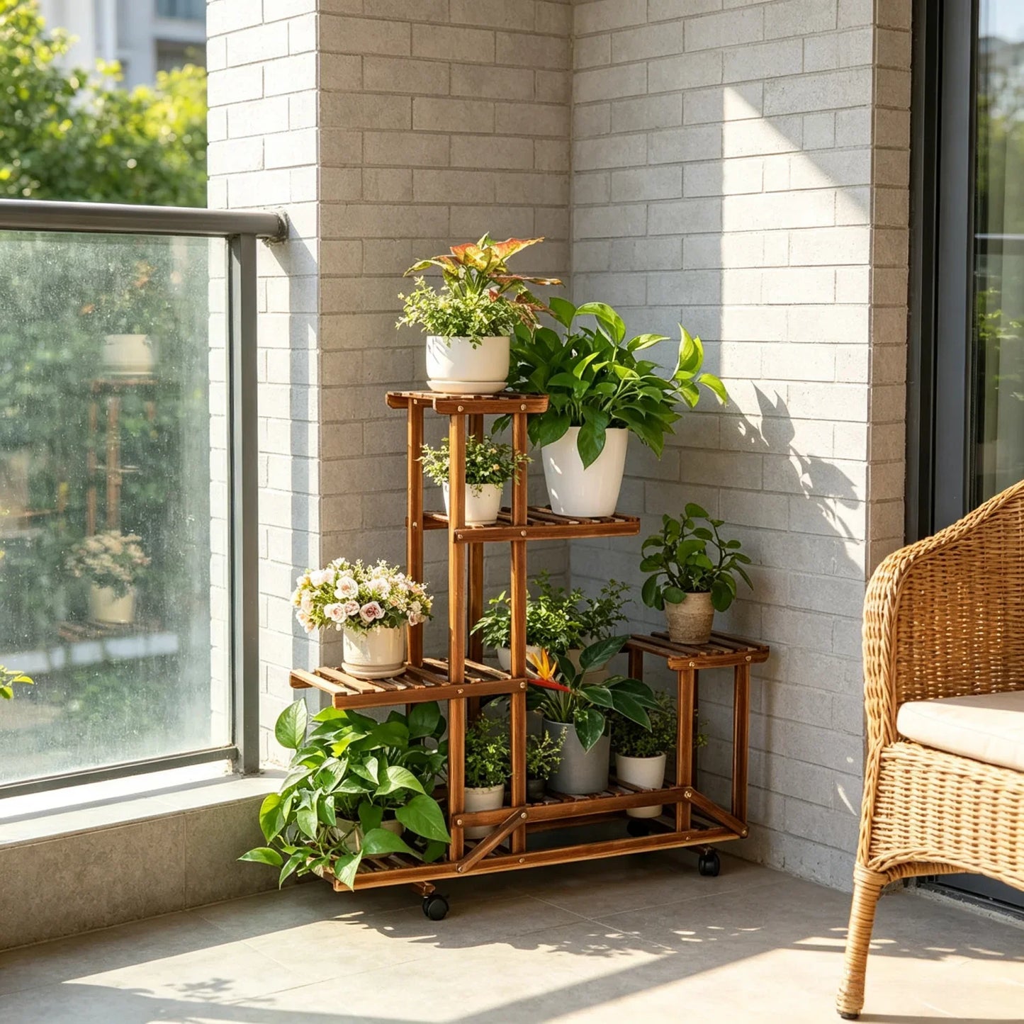 6 Tier Wood Plant Stand and Storage Rack