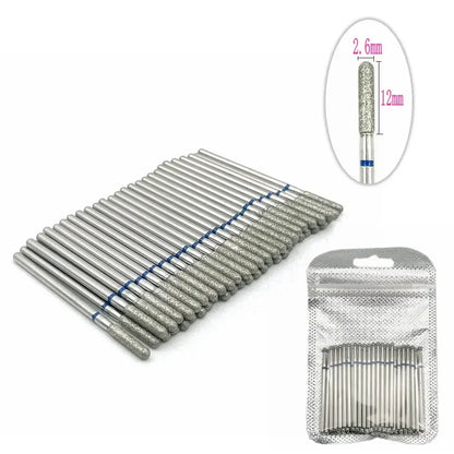 50pc diamond nail drill bit set by Silcy Skin for manicure, silver cuticle milling bits on Tampa Home & Garden Store