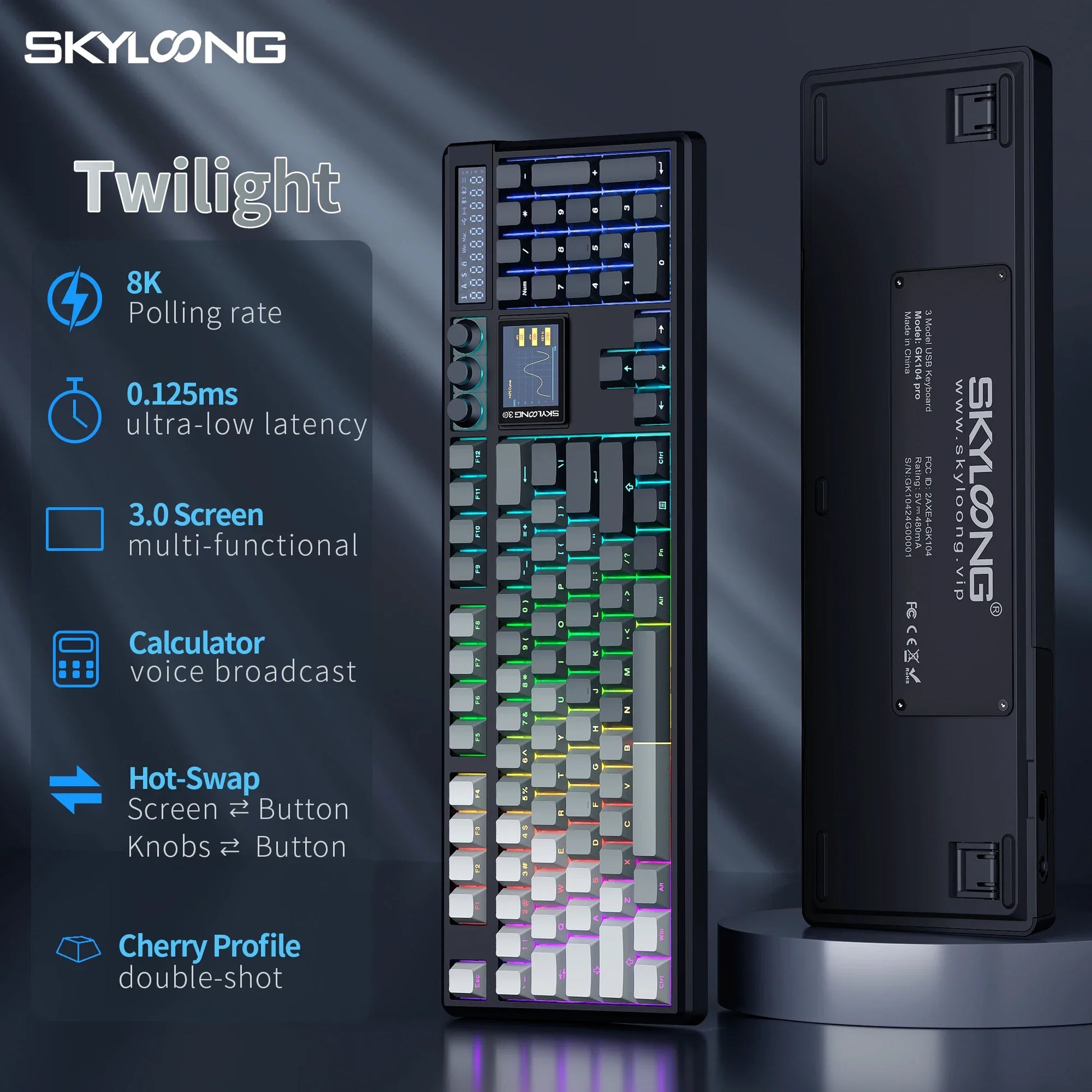 Skyloong Twilight wireless mechanical keyboard with hot-swap switches and RGB lighting on Tampa Home & Garden Store