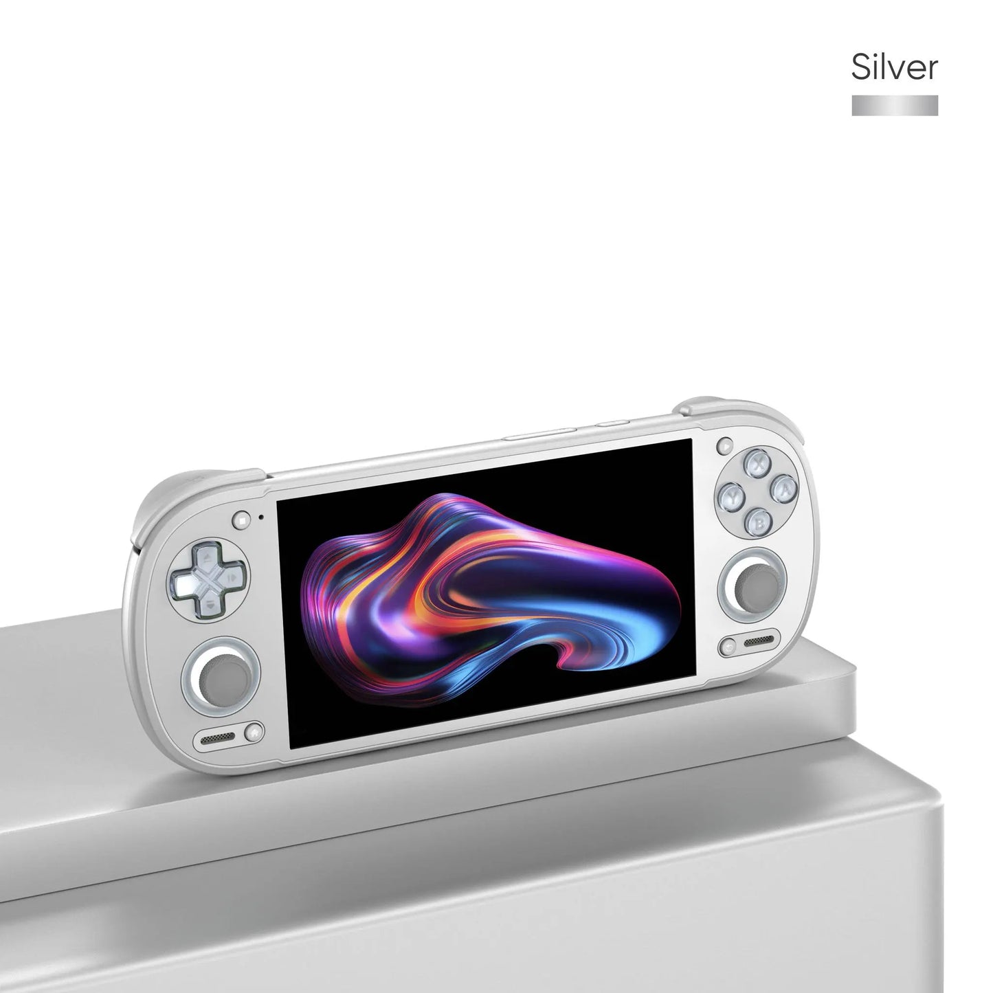 Retroid Pocket 6 handheld game console in silver finish with 5.5-inch OLED display on Tampa Home & Garden Store