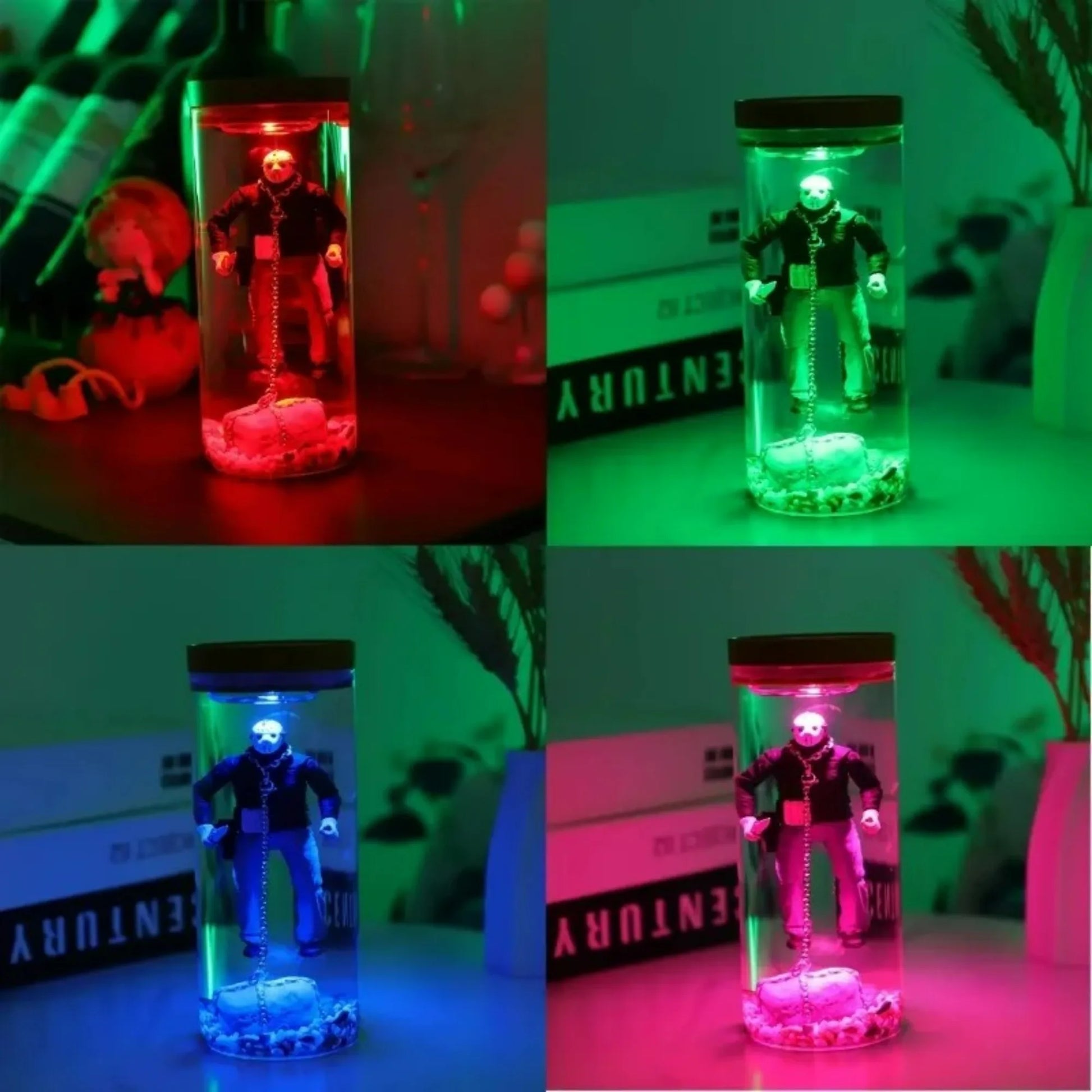 Jason Voorhees Friday 13th Water Lantern horror decor with red and green glow Perfecsy on Tampa Home & Garden Store