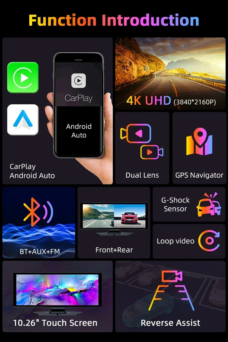 10.26in Portable CarPlay Screen wireless car stereo with Android Auto by UpTrend Deals on Tampa Home & Garden Store