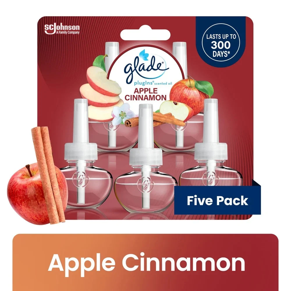 Glade Apple Cinnamon PlugIns scented oil refills five-pack in red packaging on Tampa Home & Garden Store