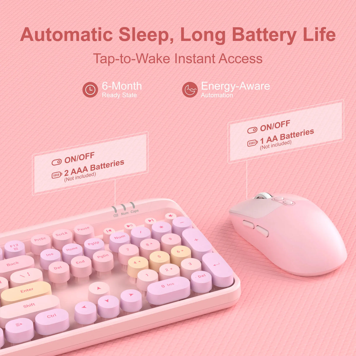 MageGee V920 pink wired keyboard with pastel pink mouse set, 104-key layout, FLIPSTYLEZLLC on Tampa Home & Garden Store
