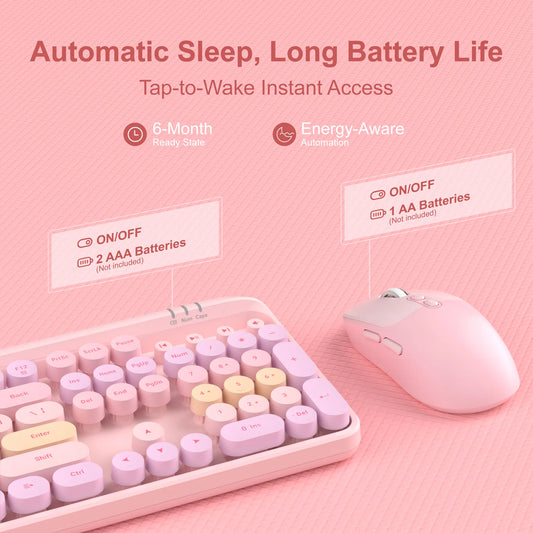 MageGee V920 pink wired keyboard with pastel pink mouse set, 104-key layout, FLIPSTYLEZLLC on Tampa Home & Garden Store