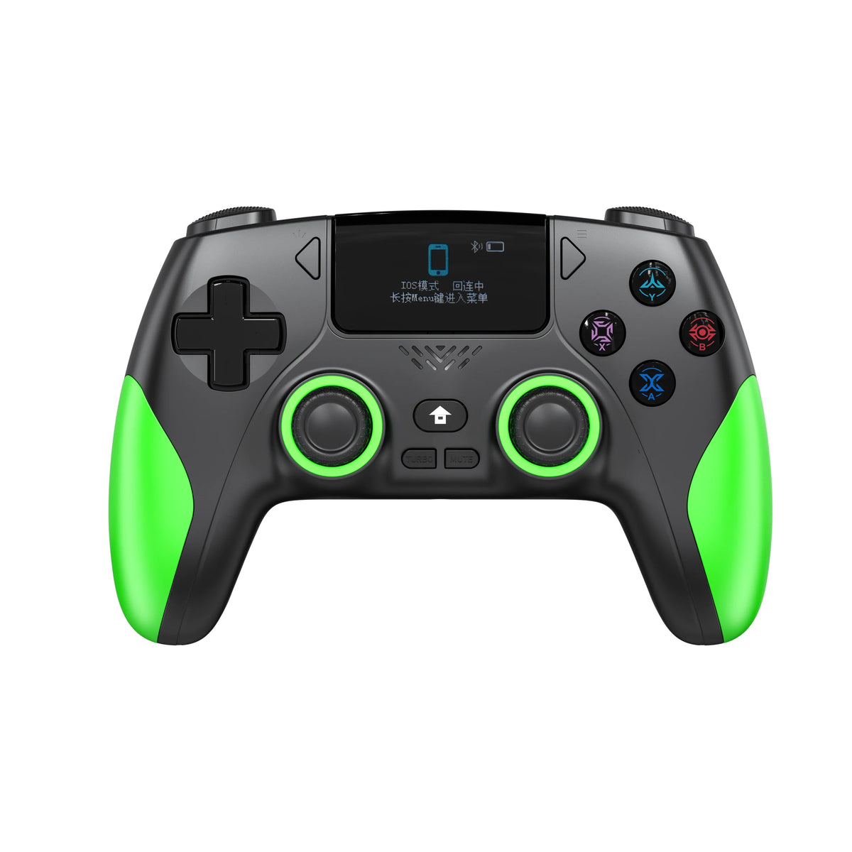 Smart Screen wireless PS4 game controller with customizable display neon green grips on Tampa Home & Garden Store