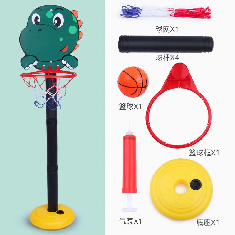 Kids adjustable basketball stand with cartoon dinosaur backboard, red hoop and yellow base FLIPSTYLEZLLC on Tampa Home & Garden Store