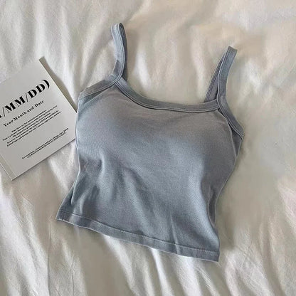 Women crop top sleeveless camisole in light blue gray fabric on Tampa Home & Garden Store