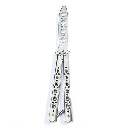 Folding butterfly knife trainer stainless steel blade with round holes for practice on Tampa Home & Garden Store