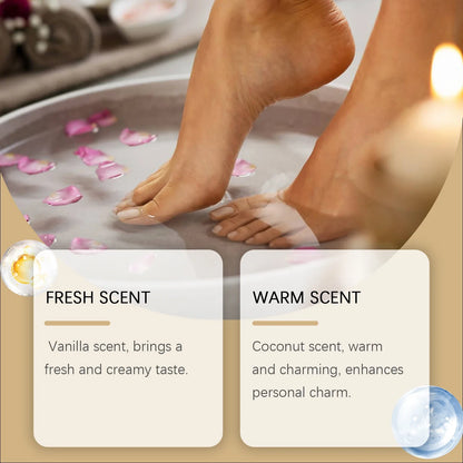 Vanilla Coconut Body Hair Mist feet in bath with petals and candle glow Fresh & Warm Scent on Tampa Home & Garden Store