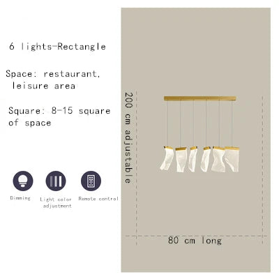 DecorBites LED Art Acrylic Pendant Light with wooden bar and six hanging panels for staircase on Tampa Home & Garden Store