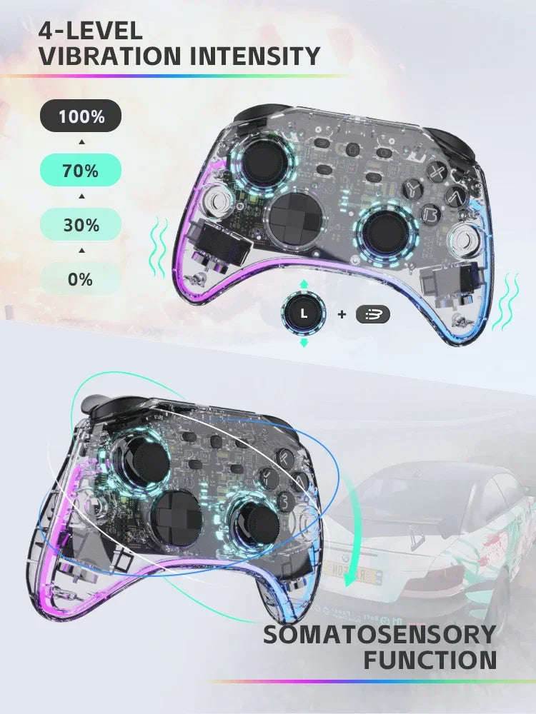 DATA FROG transparent wireless game controller with RGB LED, multi-platform Switch OLED/PC on Tampa Home & Garden Store