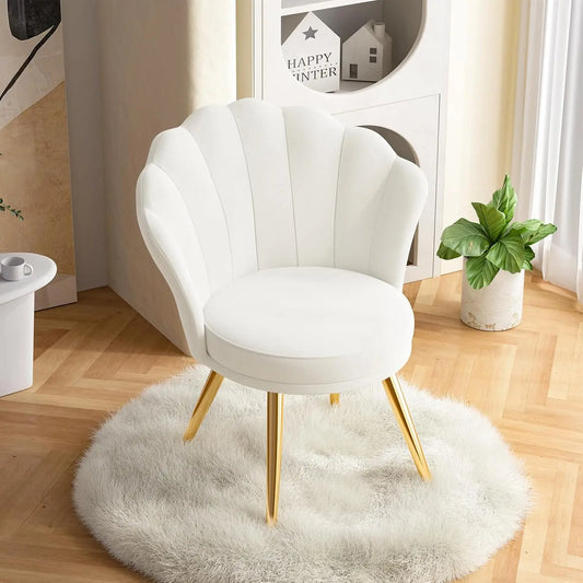 Velvet Accent Chair Gold Metal Legs Upholstered Vanity Chair for Living Room - Tampa Home & Garden Store