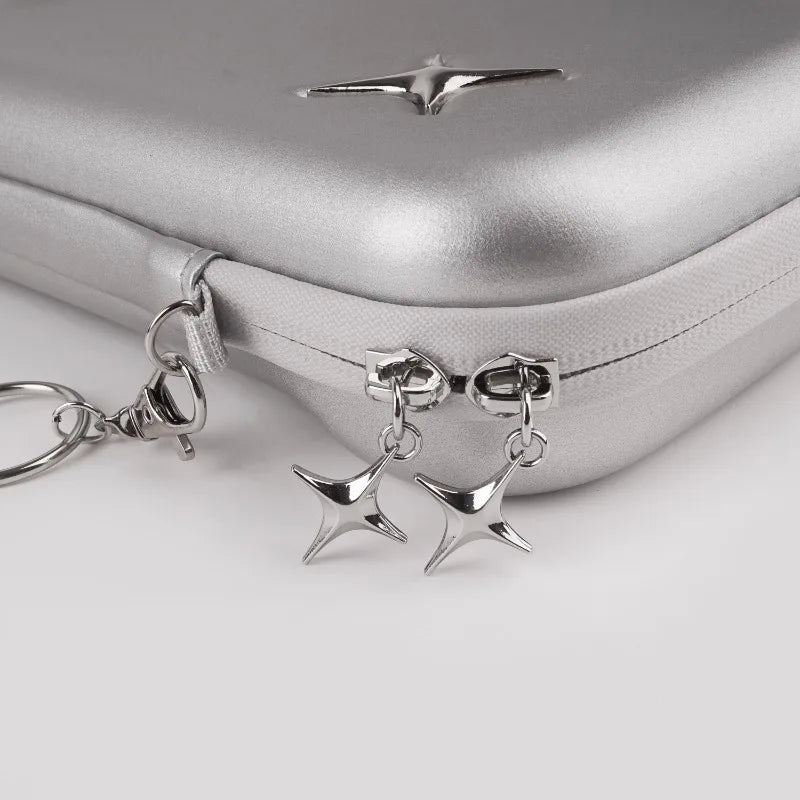 Switch 2 case in silver with two star zipper charms, FLIPSTYLEZLLC EVA hard bag on Tampa Home & Garden Store