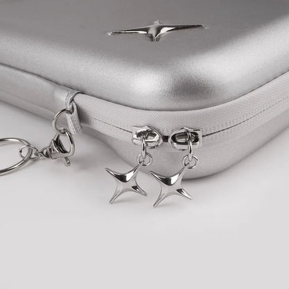 Switch 2 case in silver with two star zipper charms, FLIPSTYLEZLLC EVA hard bag on Tampa Home & Garden Store