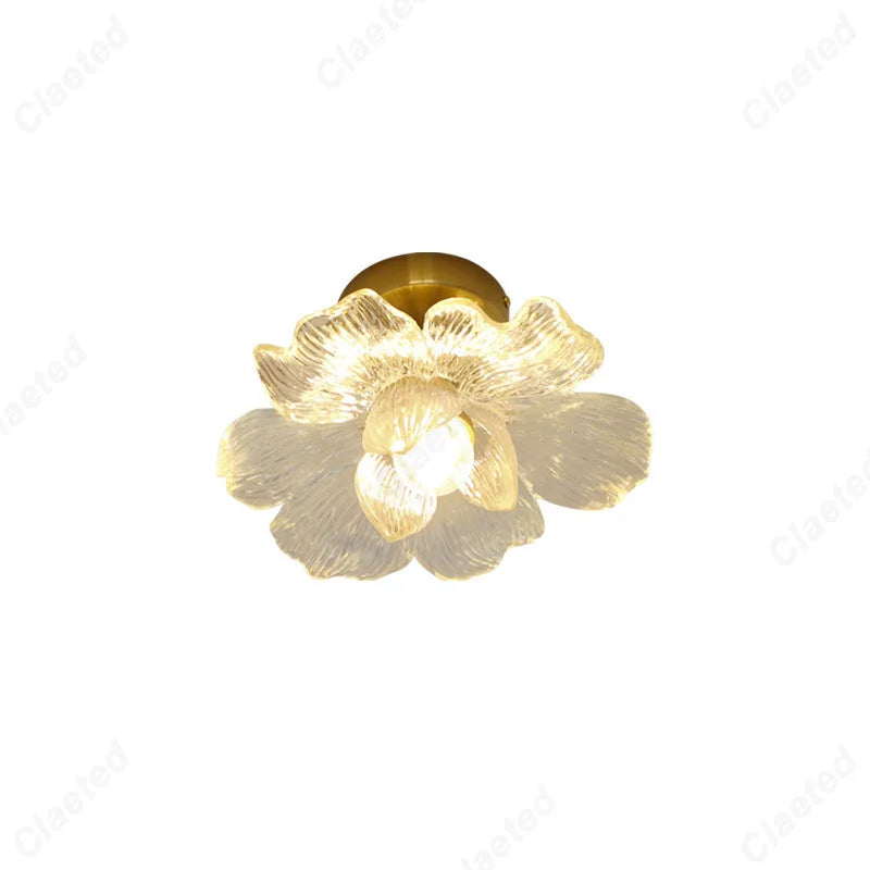 Modern Minimalist LED Flower Petal Ceiling Lamp, gold-tone glass petals, Perfecsy E27 on Tampa Home & Garden Store
