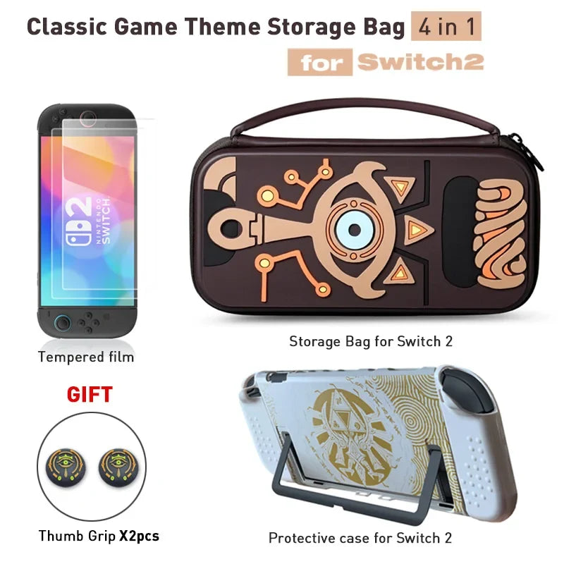FLIPSTYLEZLLC 4-in-1 Classic Storage Bag for Switch 2 with brown eye-pattern hard shell on Tampa Home & Garden Store