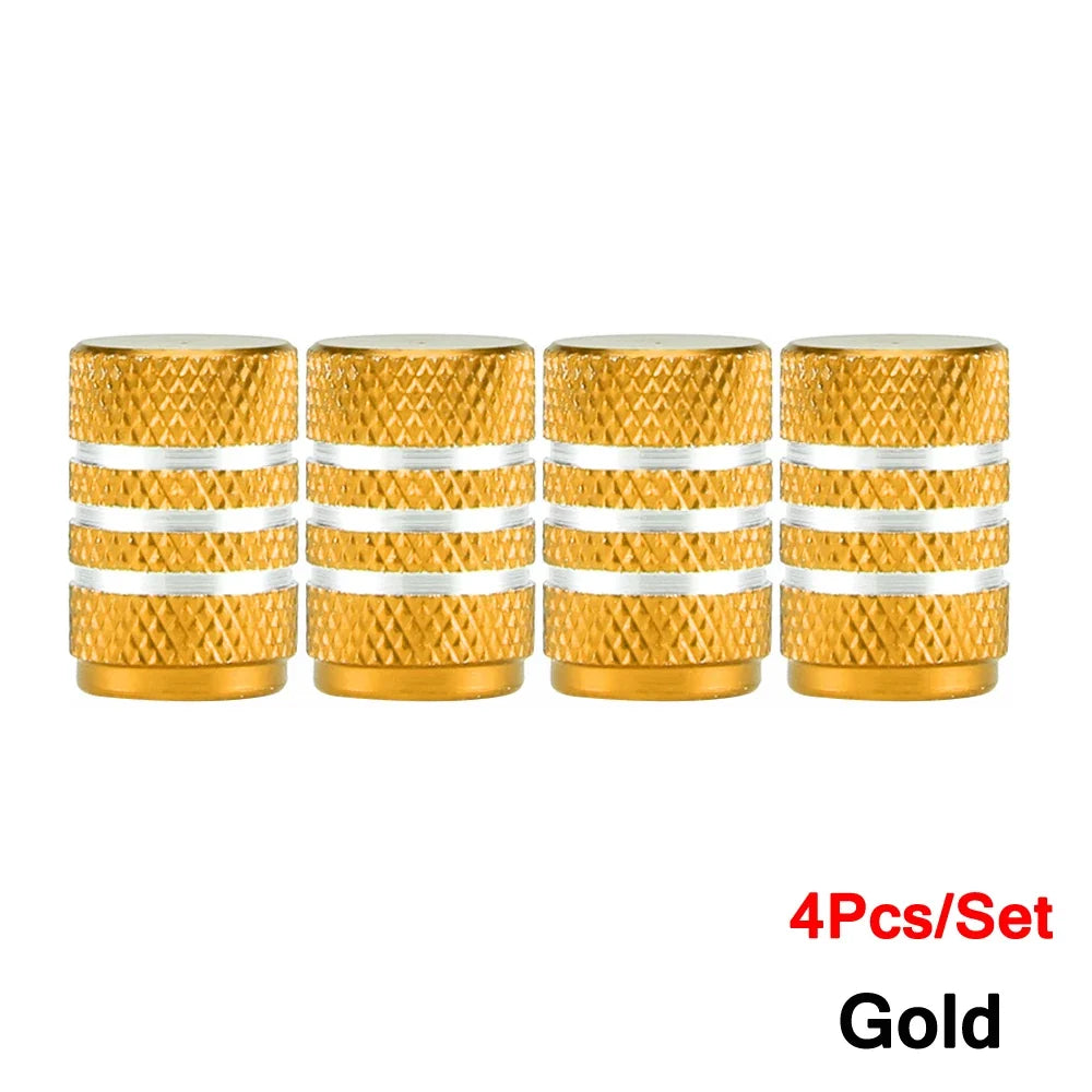 Gold valve caps 4-pack with knurled grip for motor vehicle tires by BikerZoneZ on Tampa Home & Garden Store