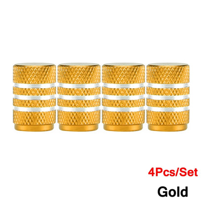 Gold valve caps 4-pack with knurled grip for motor vehicle tires by BikerZoneZ on Tampa Home & Garden Store