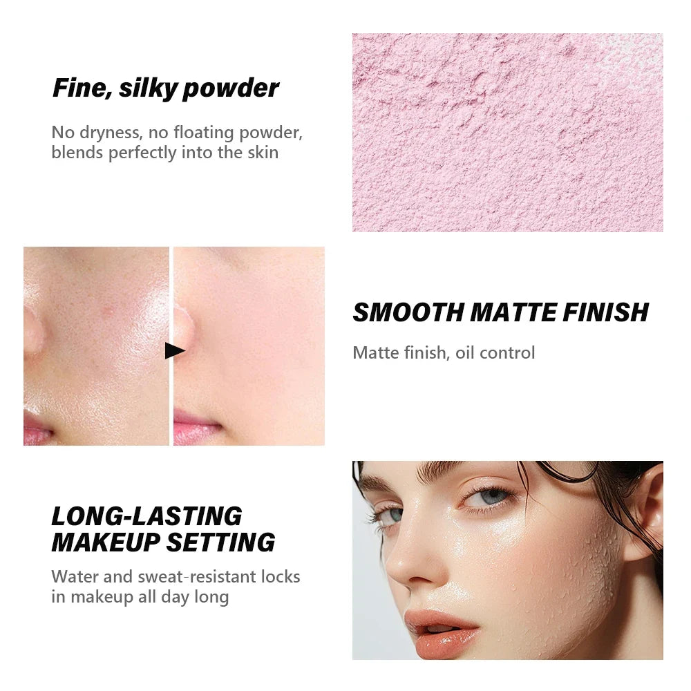 Waterproof loose baking powder by Silcy Skin; fine pink powder; matte finish for oil control on Tampa Home & Garden Store