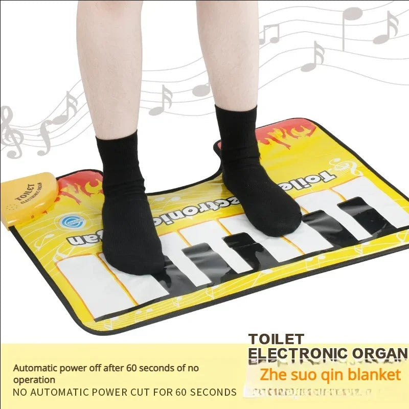 Adult electronic piano game toilet rug yellow keyboard mat with black and white keys on Tampa Home & Garden Store