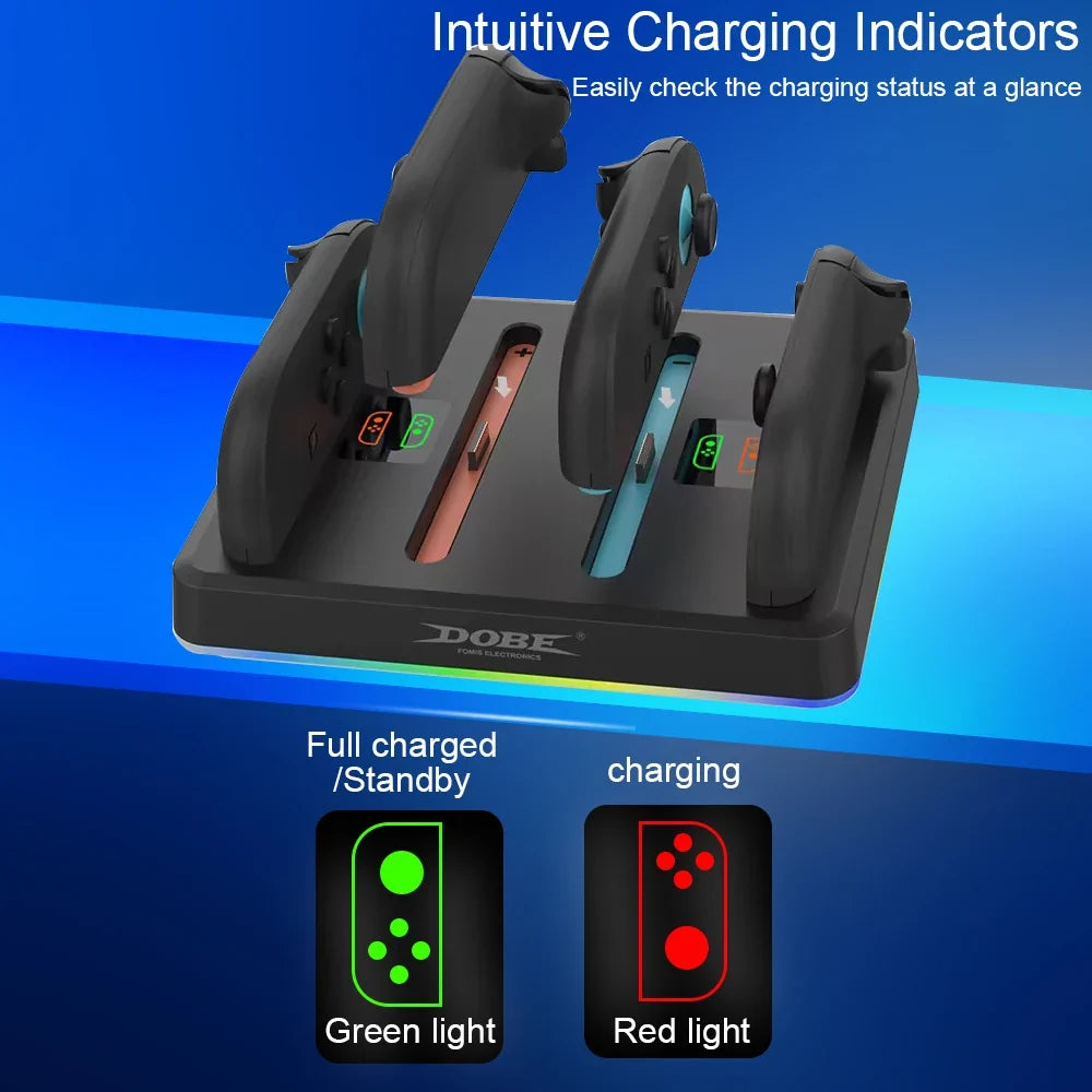 Multi-functional Switch 2 Joy-Con charging dock with RGB indicators and Type-C cable by DOBE on Tampa Home & Garden Store