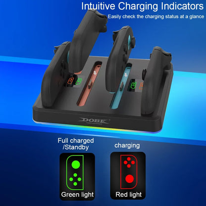 Multi-functional Switch 2 Joy-Con charging dock with RGB indicators and Type-C cable by DOBE on Tampa Home & Garden Store