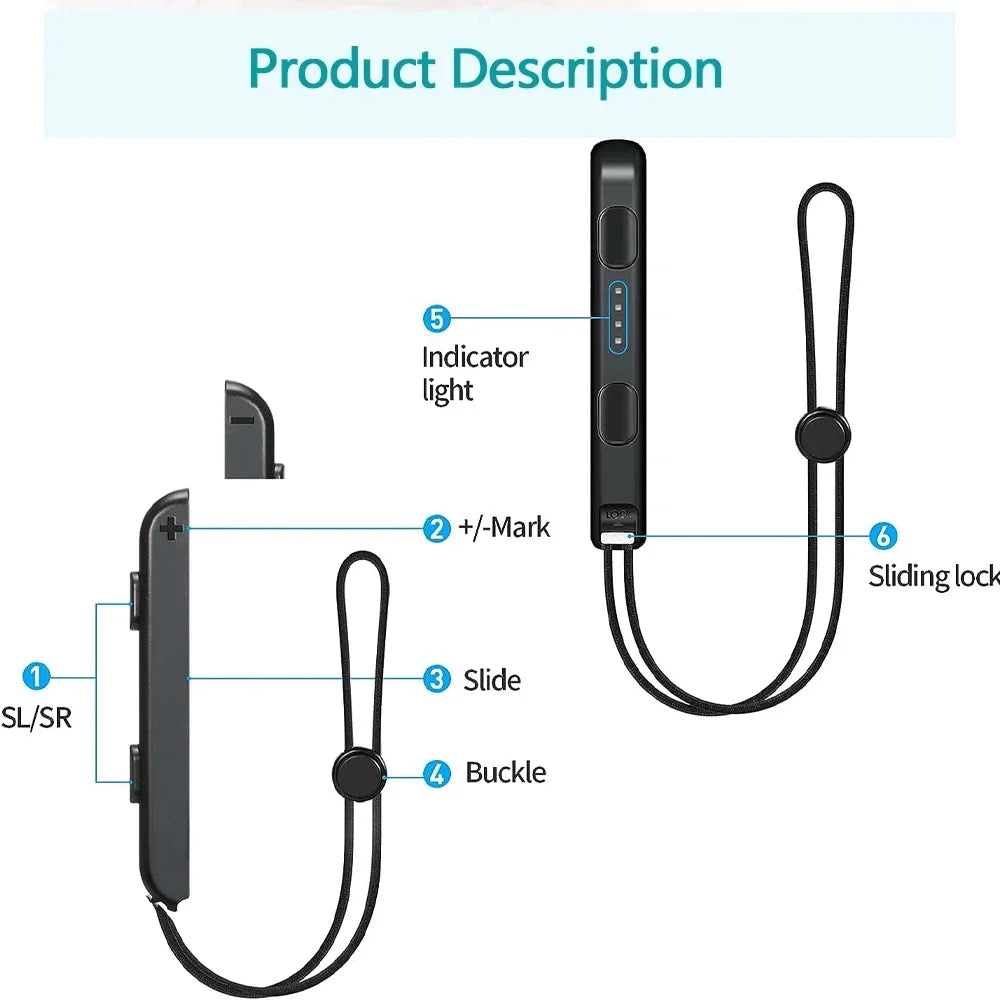 GAMINJA 2Pcs Switch Joy-Con wrist straps, black nylon lanyards, aluminum buckle FLIPSTYLEZLLC on Tampa Home & Garden Store