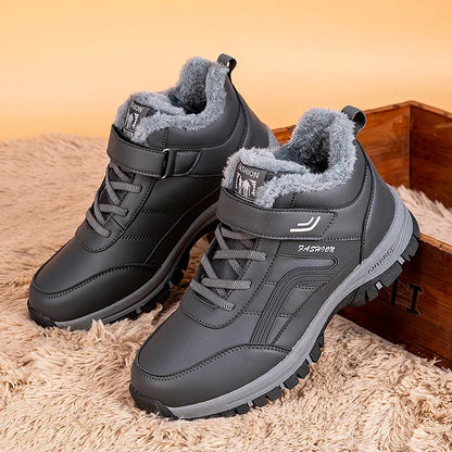Winter boots for men UpTrend Deals, grey waterproof with fur lining and rugged outsole pair on Tampa Home & Garden Store