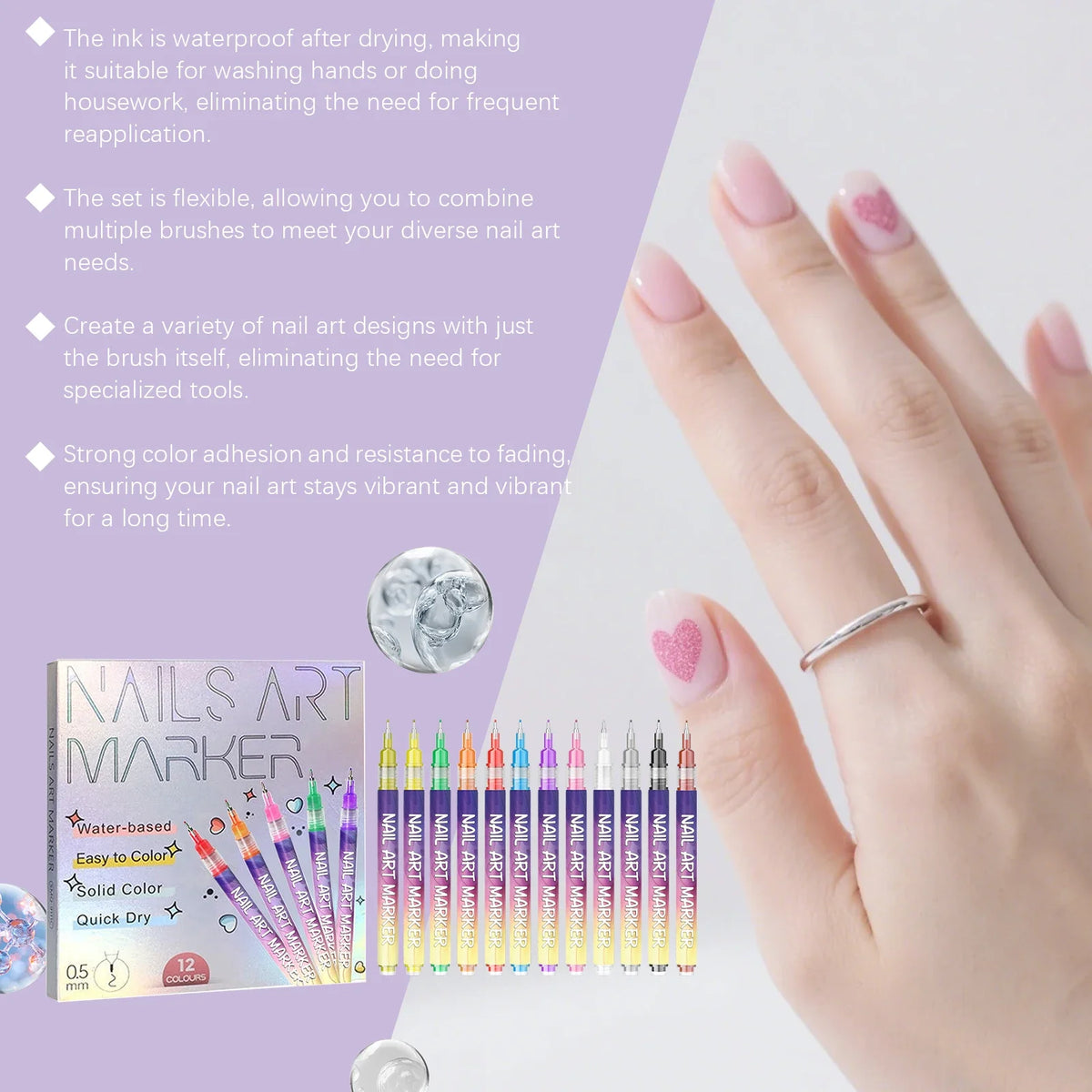 12pc Silcy Skin Nail Art Graffiti Marker set with multicolor pens for DIY nail art on Tampa Home & Garden Store