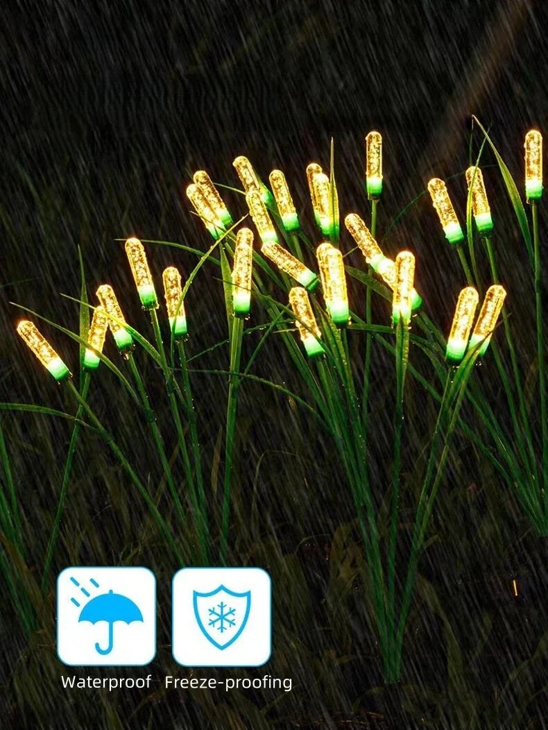 Solar Firefly LED reed light with green stems and LEDs, waterproof and freeze-proof for pond on Tampa Home & Garden Store