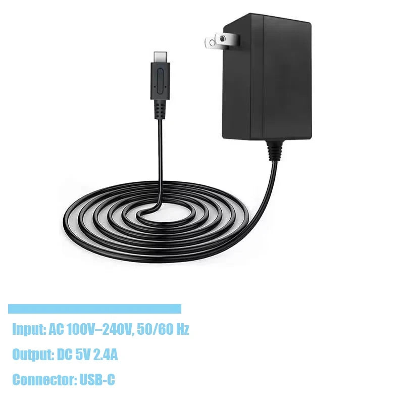 USB-C replacement charger for Nintendo Switch OLED/Lite NS NX, 12W 5V 2.4A, US/EU plug on Tampa Home & Garden Store