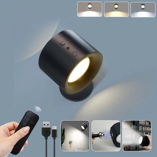 Wireless LED Wall Sconce Light 360° Rotatable Touch Control 3 Color Bedroom Lamp - Tampa Home & Garden Store