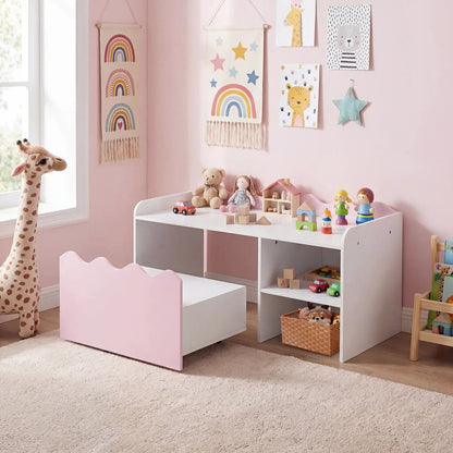 Scalloped Kids Bookshelf and Toy Storage