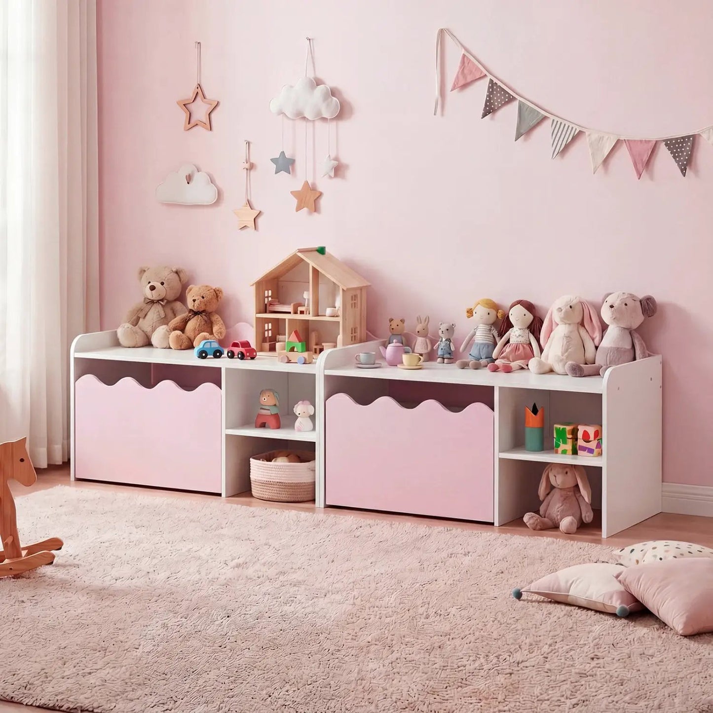 Scalloped Kids Bookshelf and Toy Storage