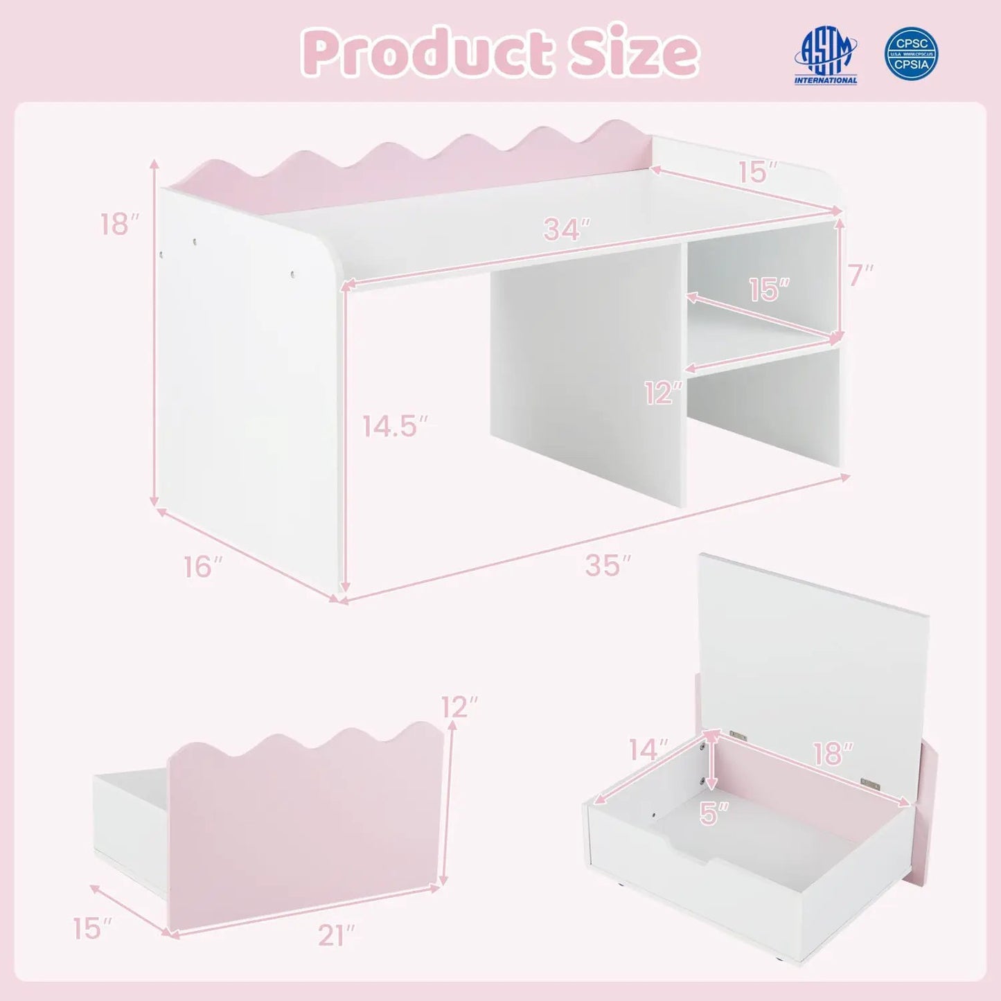 Scalloped Kids Bookshelf and Toy Storage