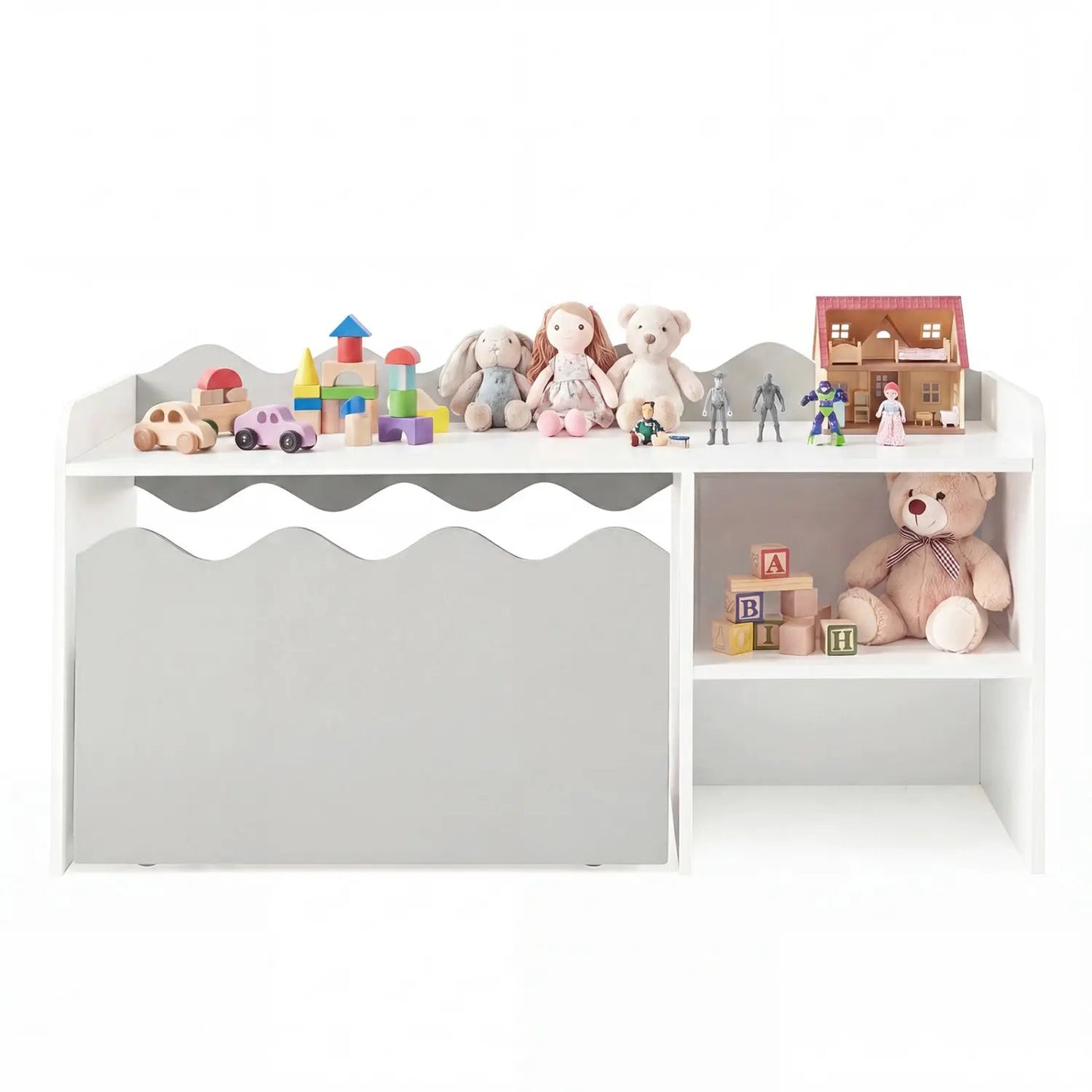Scalloped Kids Bookshelf and Toy Storage