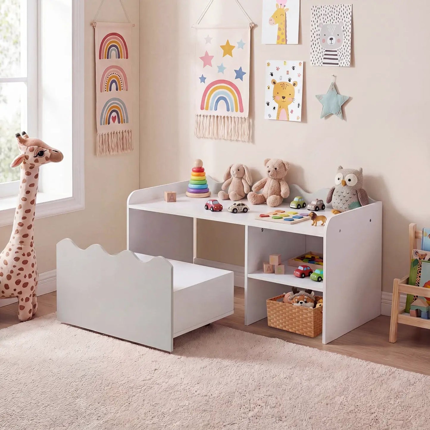 Scalloped Kids Bookshelf and Toy Storage