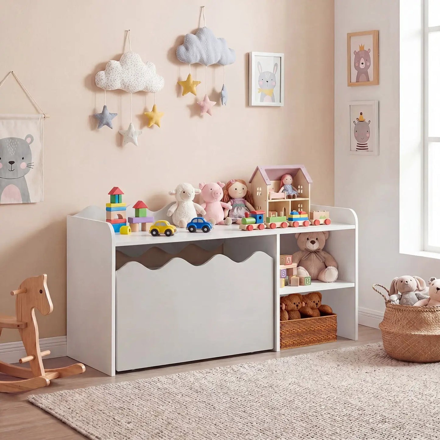 Scalloped Kids Bookshelf and Toy Storage