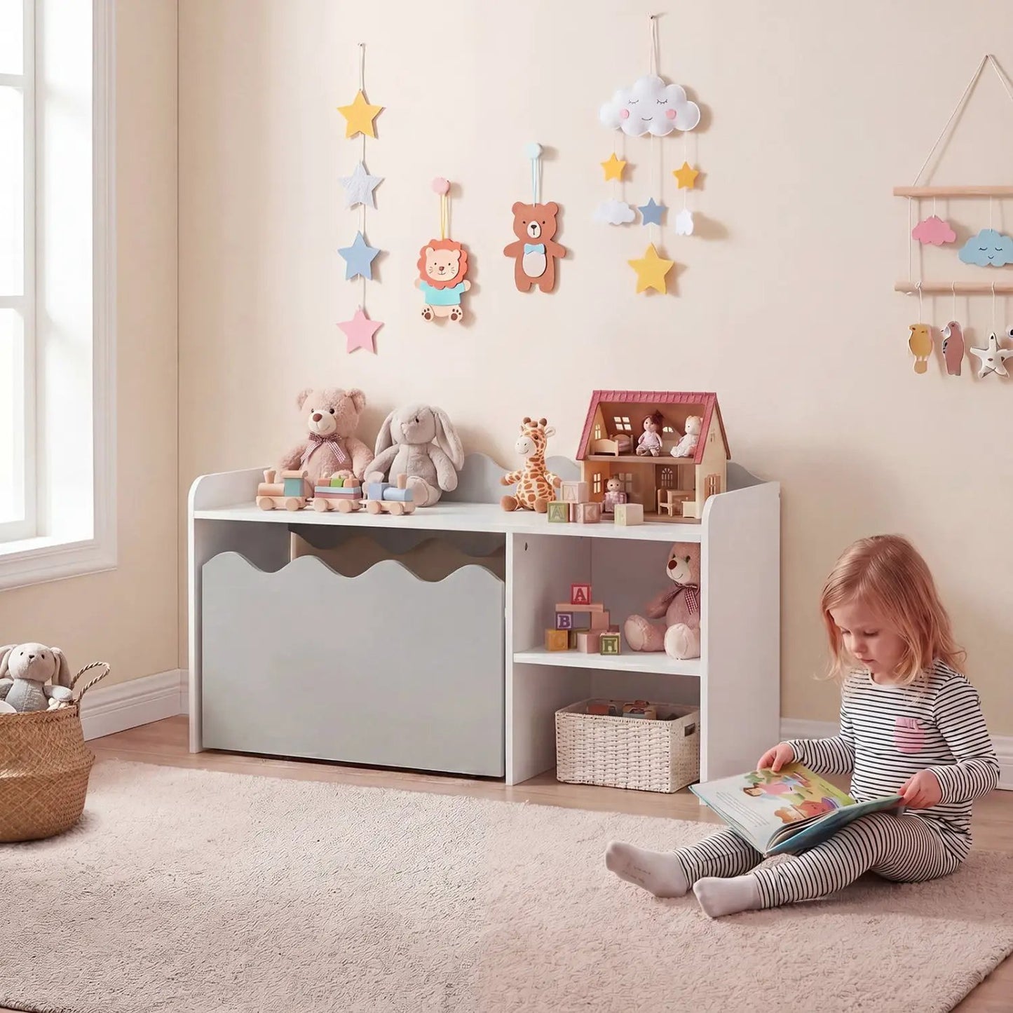 Scalloped Kids Bookshelf and Toy Storage
