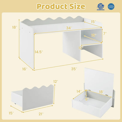 Scalloped Kids Bookshelf and Toy Storage