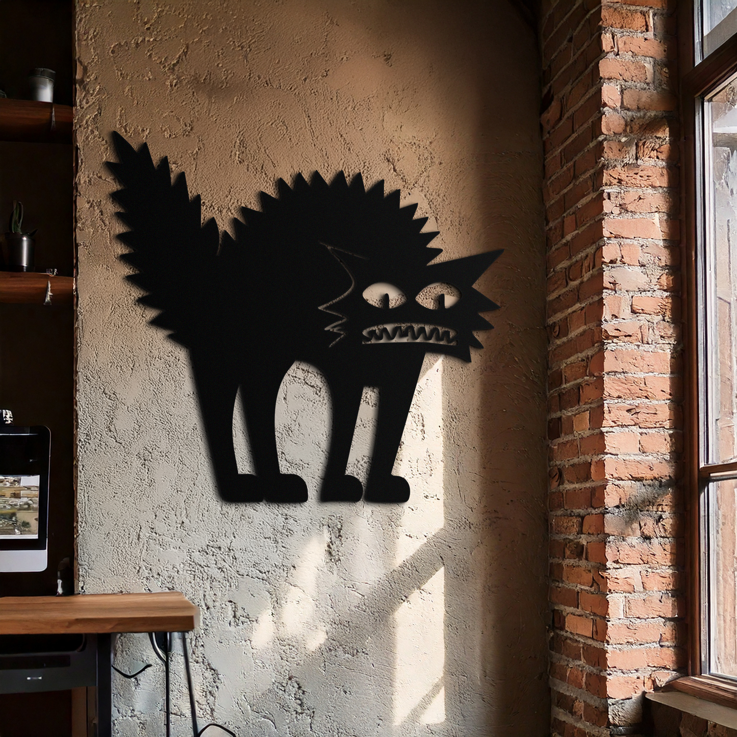 Scared Cat Silhouette Metal Wall Art – Modern Black Cat Halloween Home Decor- KAF524 - Tampa Home & Garden Store