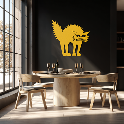 Scared Cat Silhouette Metal Wall Art – Modern Black Cat Halloween Home Decor- KAF524 - Tampa Home & Garden Store