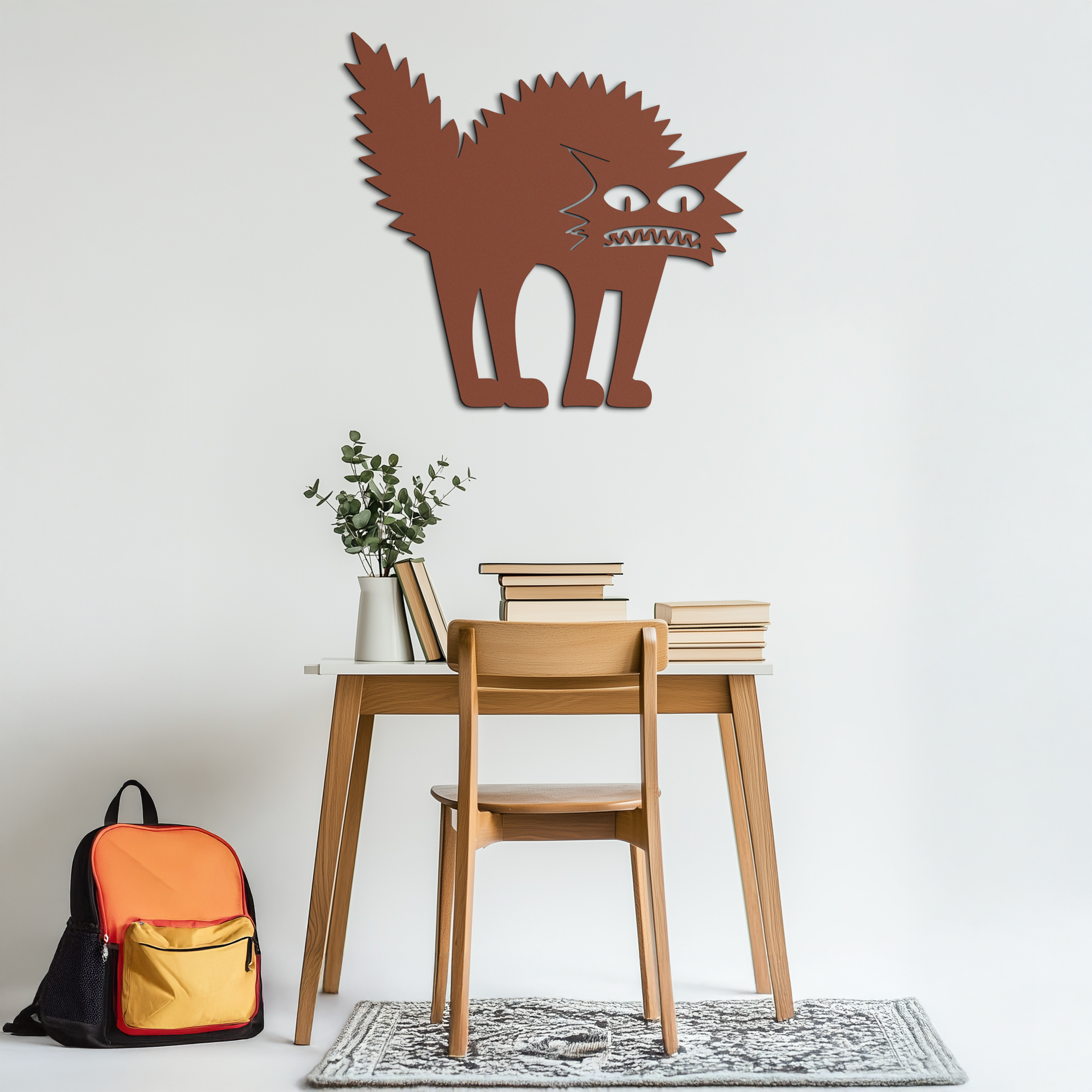 Scared Cat Silhouette Metal Wall Art – Modern Black Cat Halloween Home Decor- KAF524 - Tampa Home & Garden Store